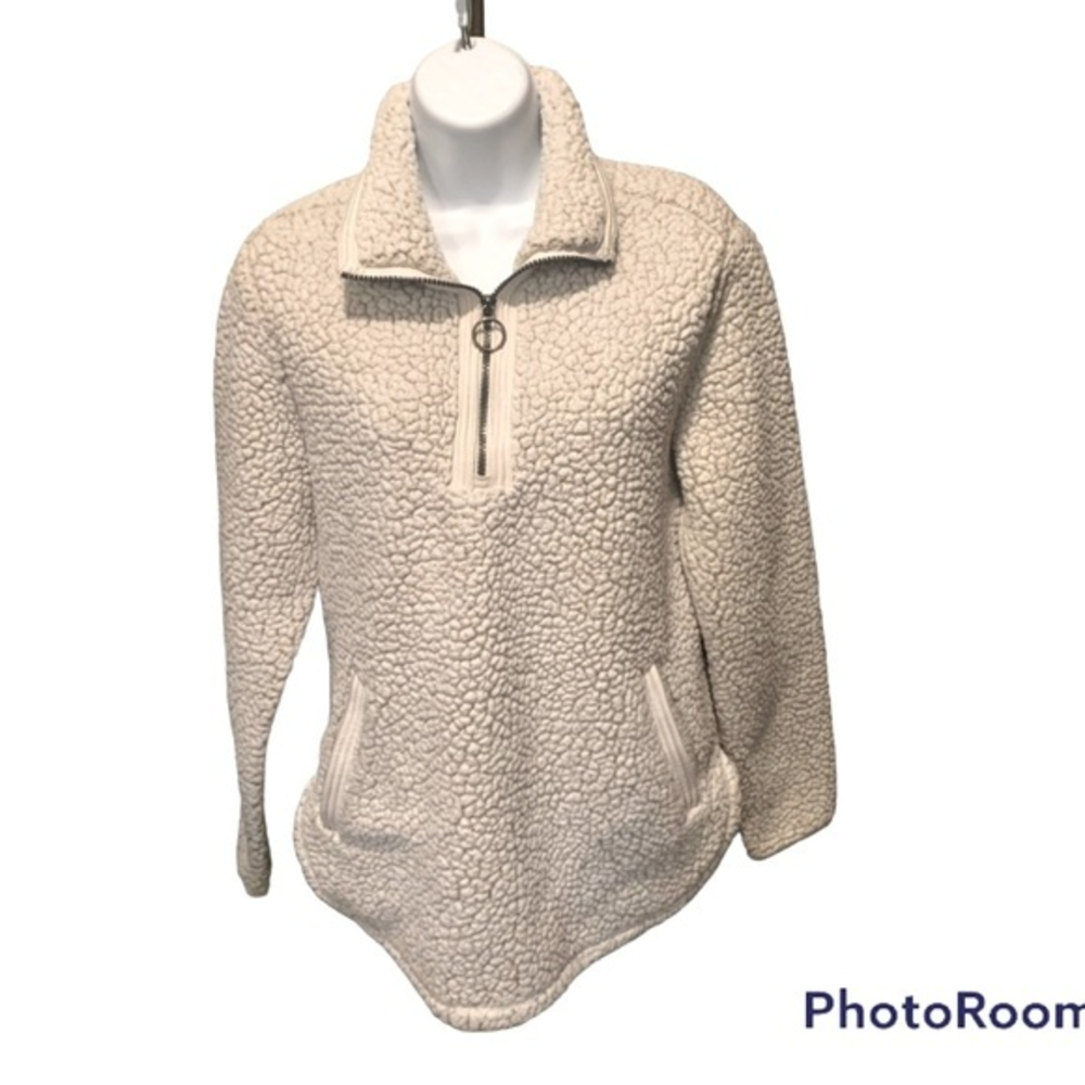 Women's half‎ zip sherpa pullover Size Med Cozy Sherpa